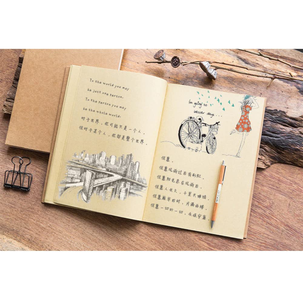 A5 papier pakowy w stylu vintage puste szkicownik rysunek Graffiti Sketchpad podkładki do pisania Notebook artykuły papiernicze szkolne artykuły szkolne, Kraft, 10 sztuk