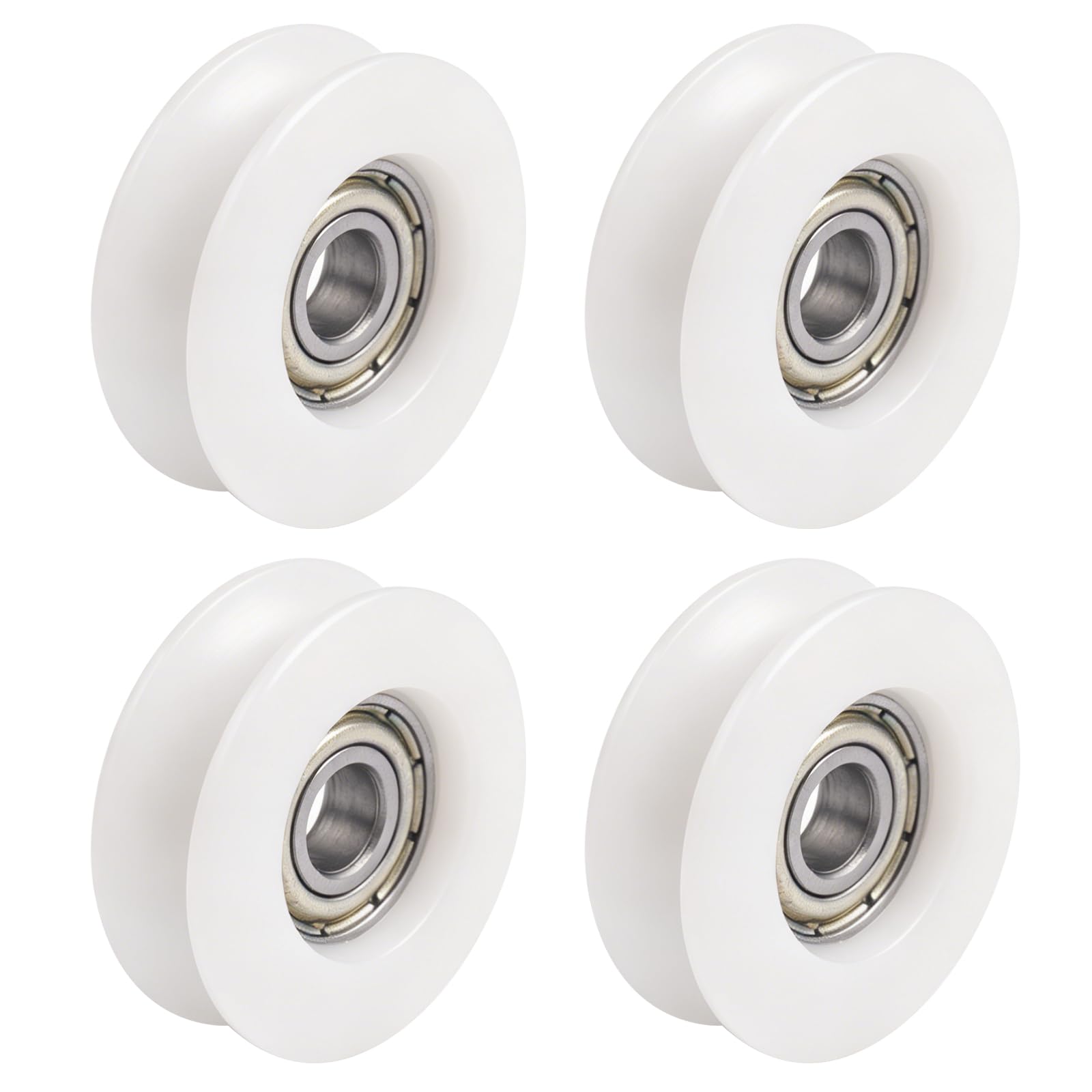 Atoplee White. 4Pcs Round Groove Nylon Pulley Wheels Roller For Slide Gate/Angle Bar/Drawers (6X26.5x9mm)