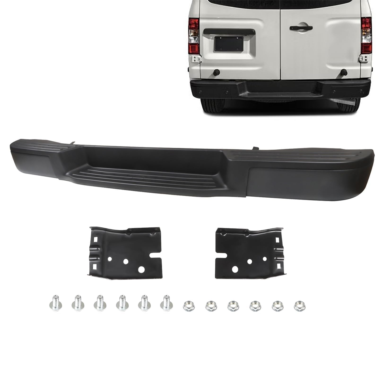 OsyphereX Rear Step Bumper Assembly Compatible with NV1500 NV2500 2012-2021 Steel Back Bumper without Park Assist Sensor Black NI1102166 850101PA0A
