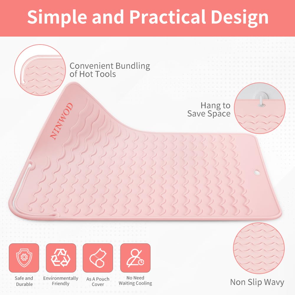 Tapete de silicona extra grande resistente al calor, 13.2 x 10.25 pulgadas, tapete de calor profesional para rizador, plancha plana y herramientas de peinado, alfombrilla de silicona para herramientas