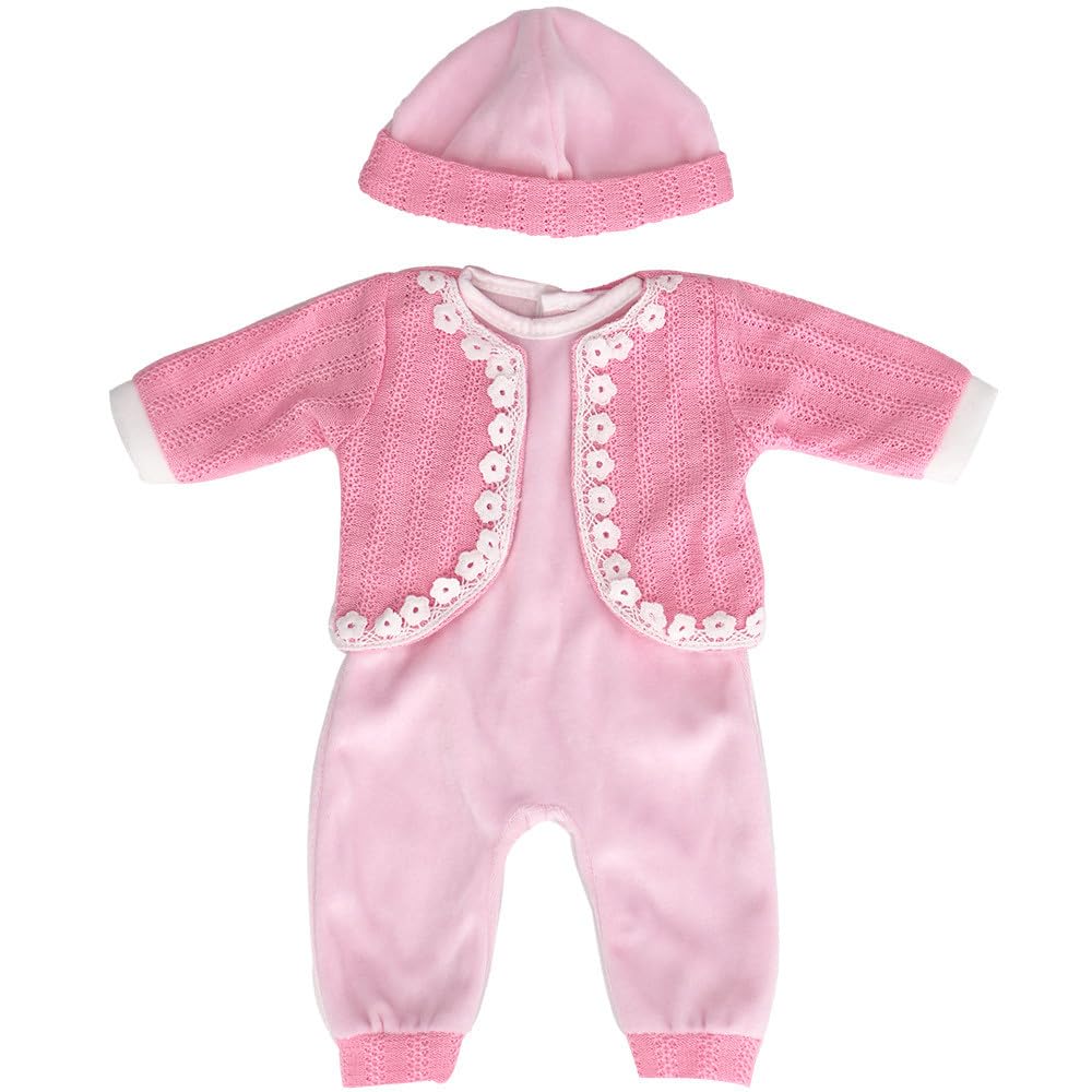 NIXNUT Doll Clothes Dress Winter Jumpsuit Outfit Bodysuit with Coat Hat for American Girl Doll 18-inch