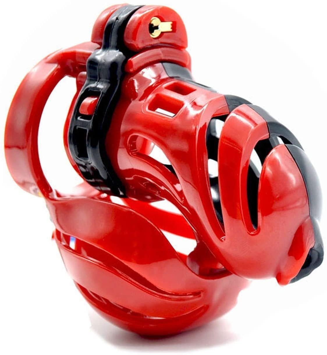 Bondage Masters Chastity Device, Balls Cage Electro Sex E-Stim, Removable Urethral Tube (cage, Plug and Lead only),Red