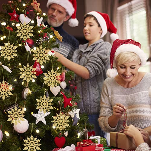 24Pcs Fiocchi di Neve Glitter di Ornamenti, Fiocci...