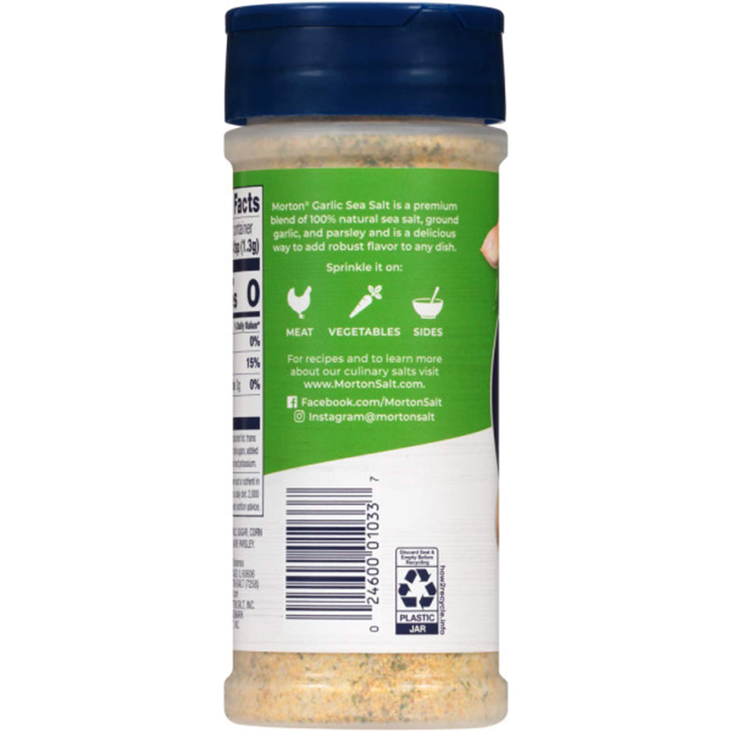 Morton Garlic Sea Salt, (8.5 oz), 12-Pack, Perfect for Cooking, Seasoning & Flavoring