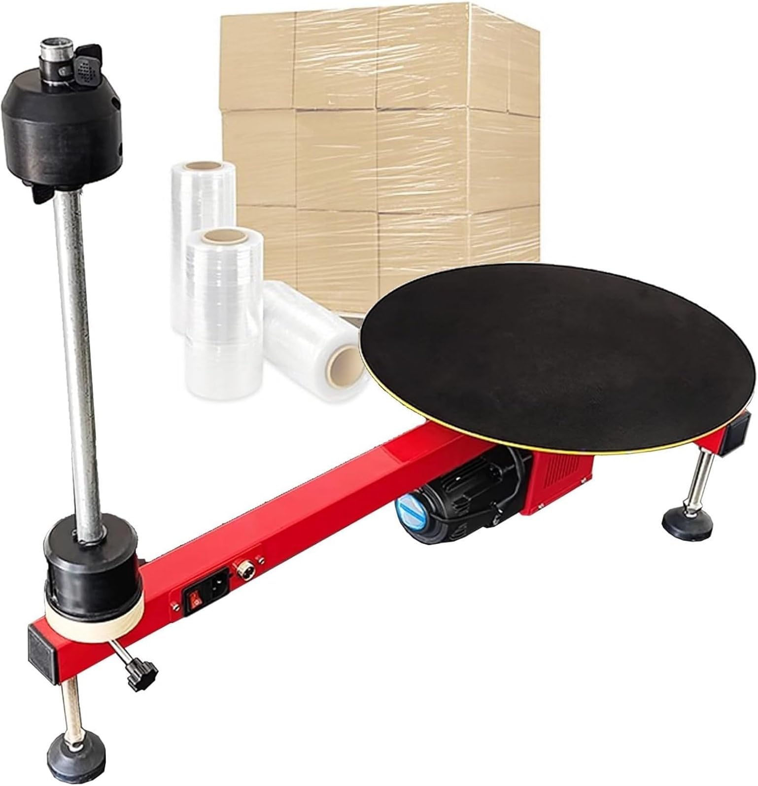 Eoweiot Electric Stretch Film Wrapper, Tabletop Carton Wrapping Machine, 16 Inch Turntable, for Stretch Wrap Rolls Up to 28 Inches