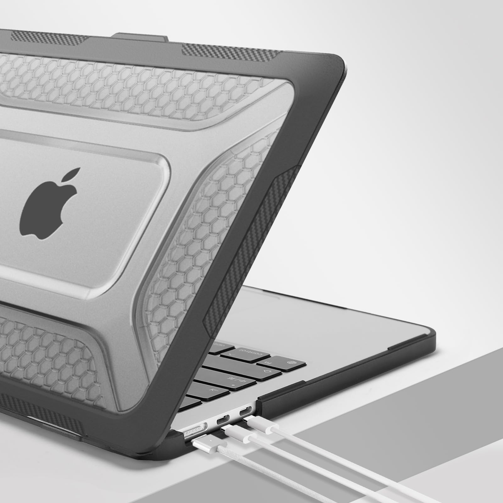 MOSISO Coque Compatible avec MacBook Air 13 Pouces M5 M4 M3 M2 2026-2022 | Nid d'abeille Antichoc TPU Étui avec Béquille Pliable&FilmClavier,Pour MacBook Air 13,6" A3449 A3240 A3113 A2681,Noir