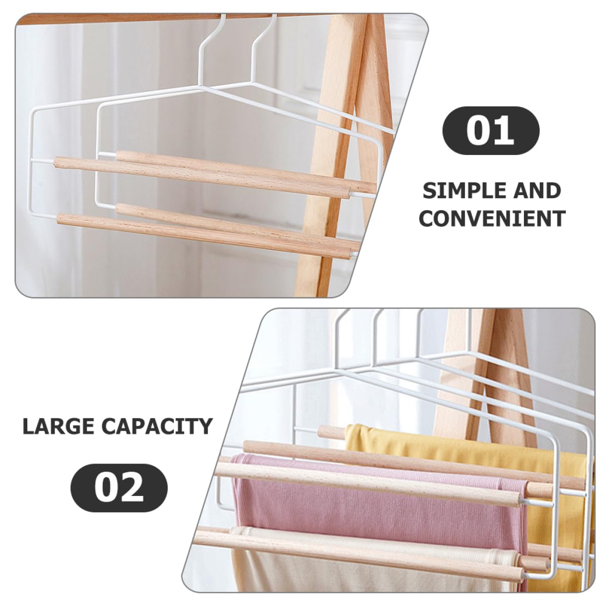 Cabilock Multi-Function Pants Hangers Household Pants Hangers Non Slip Hangers Scarves Hanger Organizer Trousers Hangers Slack Hangers Multifunctional Pants Hanger Jeans Hangers Tie Wood