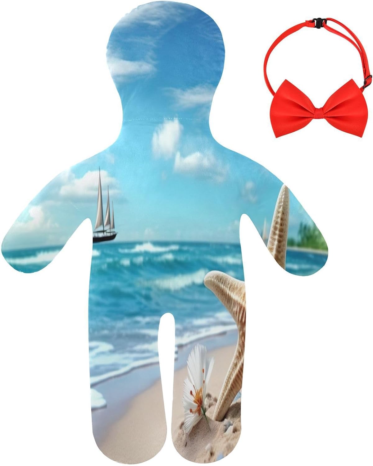 Summer Beach Human-Shaped Pillow Soft Body Pillows Washable Velvet Pillows for Anxiety Relief Sleeping Cuddling & Support