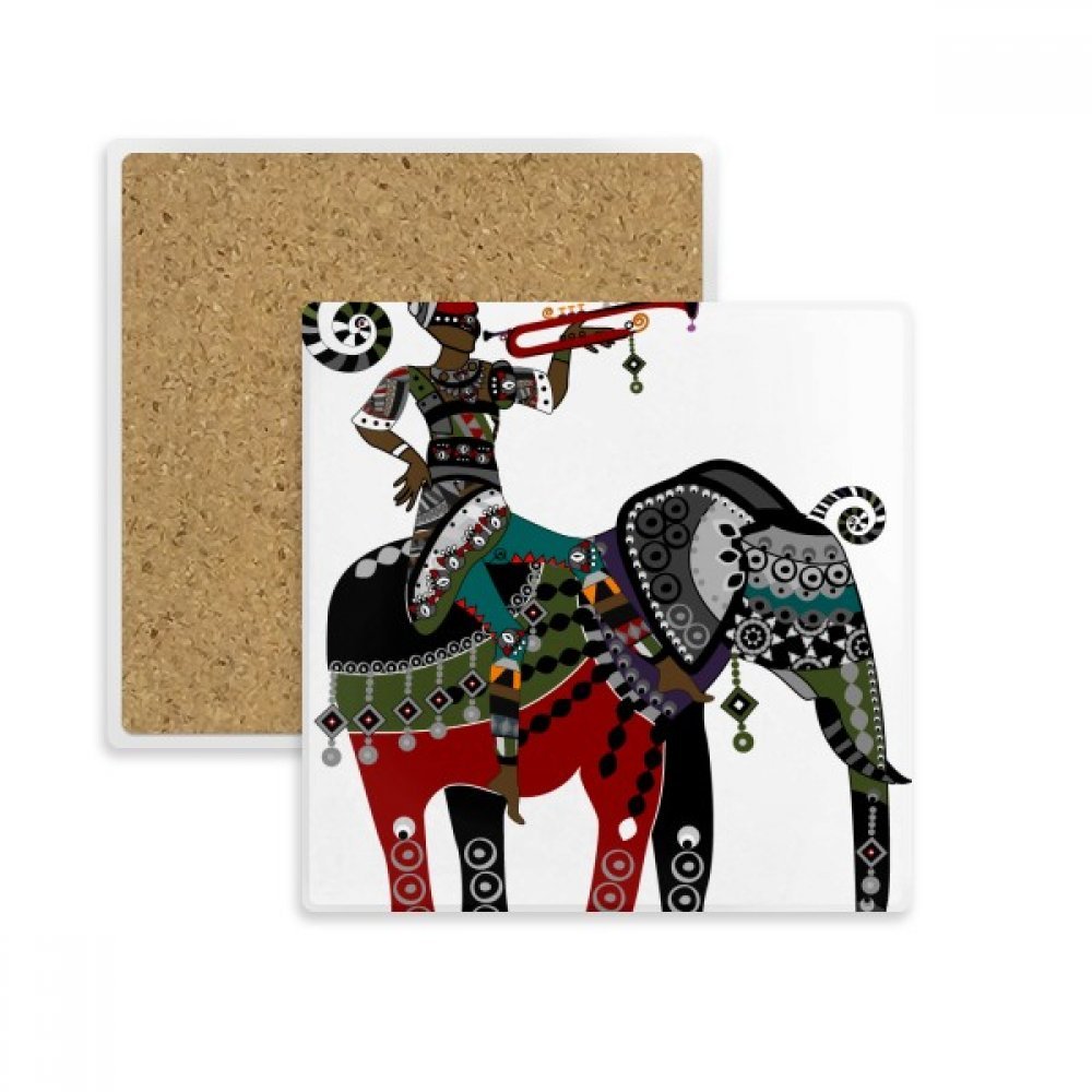 Coaster absorbant en pierre avec motif Elephant Trekking pour tasse et verre