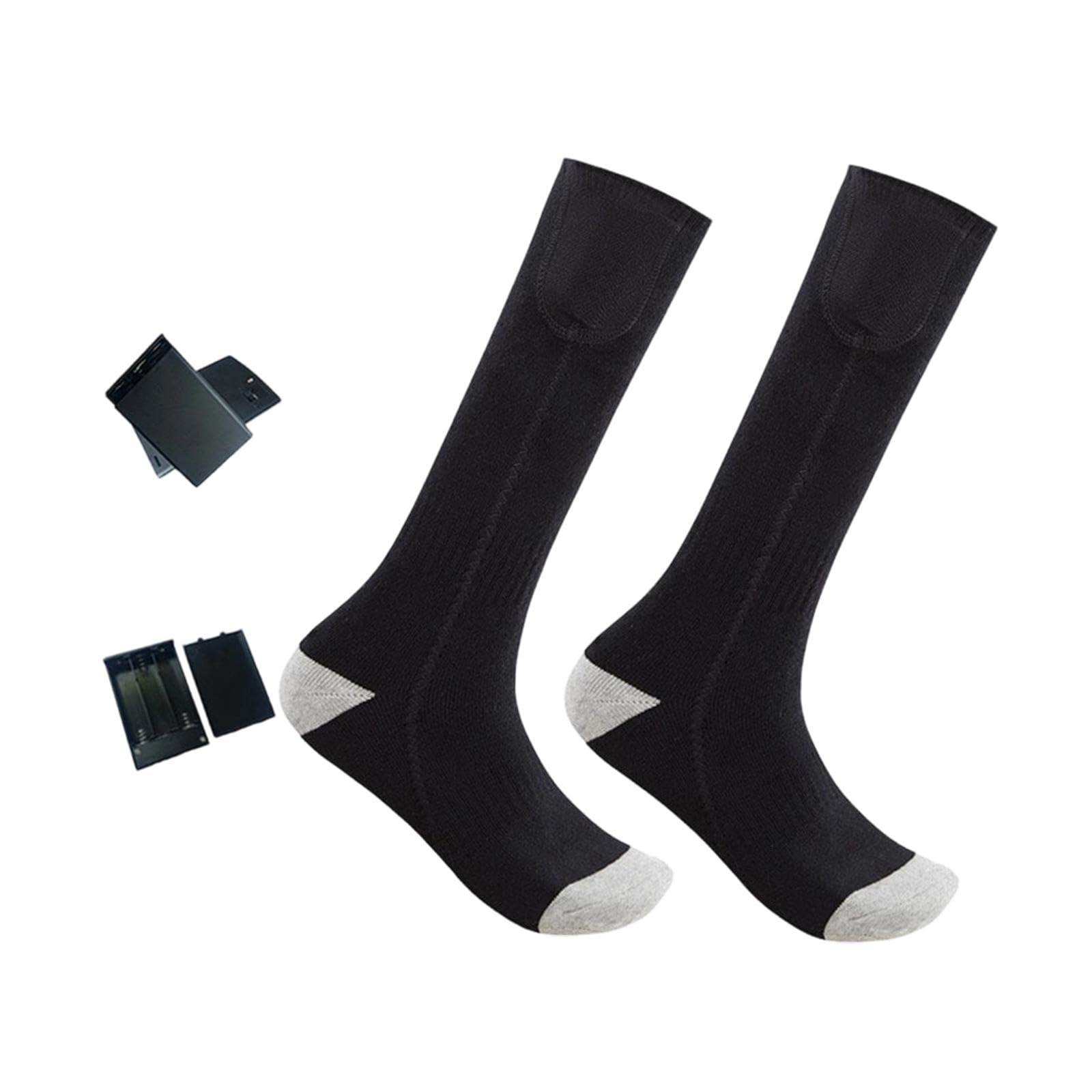 Heated Socks Comfortable Cold Weather Foot Warmer for Skiing Fishing Skating Black and Gray-image-27