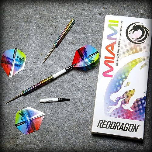 RED DRAGON Miami 26g Tungsten Darts Set, 85% Tungsten Barrels, Professional Steel Tip Dart with Flights & Shafts - Image 2