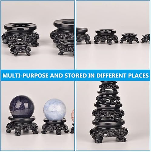 Miniatura 6 de Soporte de madera para esfera de cristal de 1.7 x 1.7 in, placa de exhibición redonda para esferas de cristal, soporte de bola de cristal, soporte