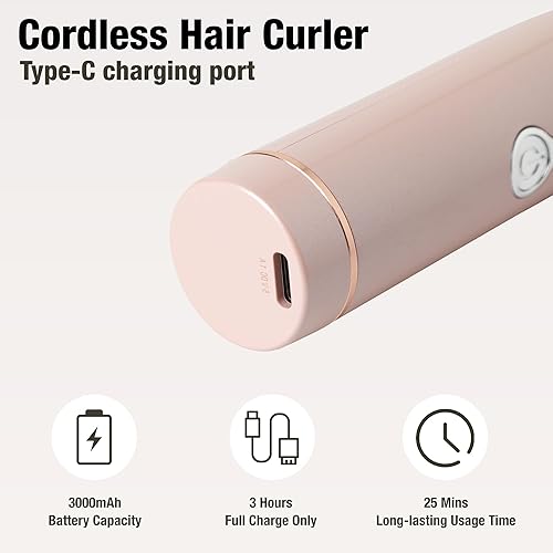 Miniatura 4 de Rizador pequeño inalámbrico de barril de 34 pulgadas, mini rizador de pelo para cabello corto, varita rizadora de cerámica para rizos apretados,