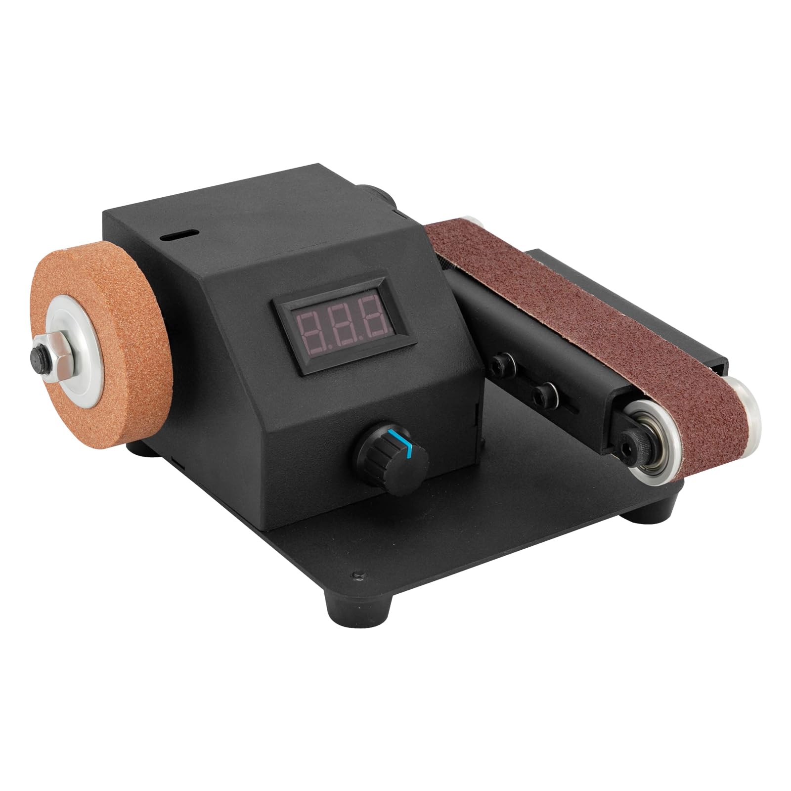 Lijadora de banda eléctrica de 350 W, con 0-8500 rpm variable, incluye 10 bandas de lijado y accesorios para metal, madera, plástico