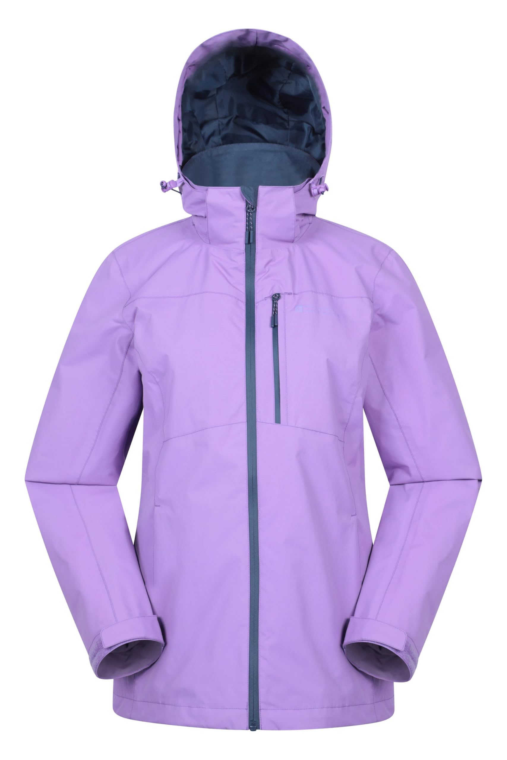 Mountain Warehouse Women's Lilac Rainforest Jacket -Waterproof Rain Coat With Pockets & Adjustable Hem, Mesh Lined, Packaway Hoodie - For Autumn, Winter & Outdoors Size 14