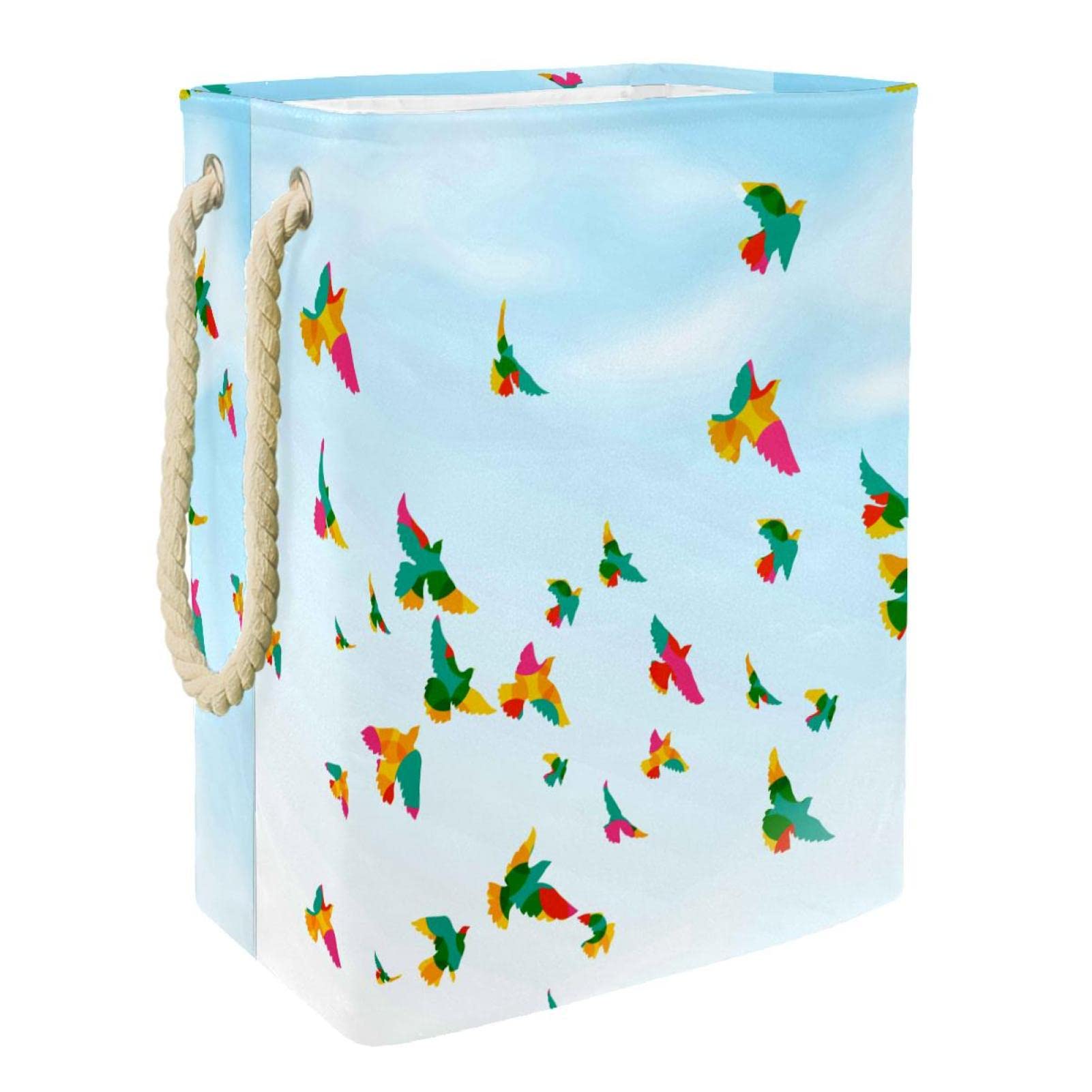 Panier à linge personnalisé Birds Flying Sky grand volume avec poignées de transport robustes