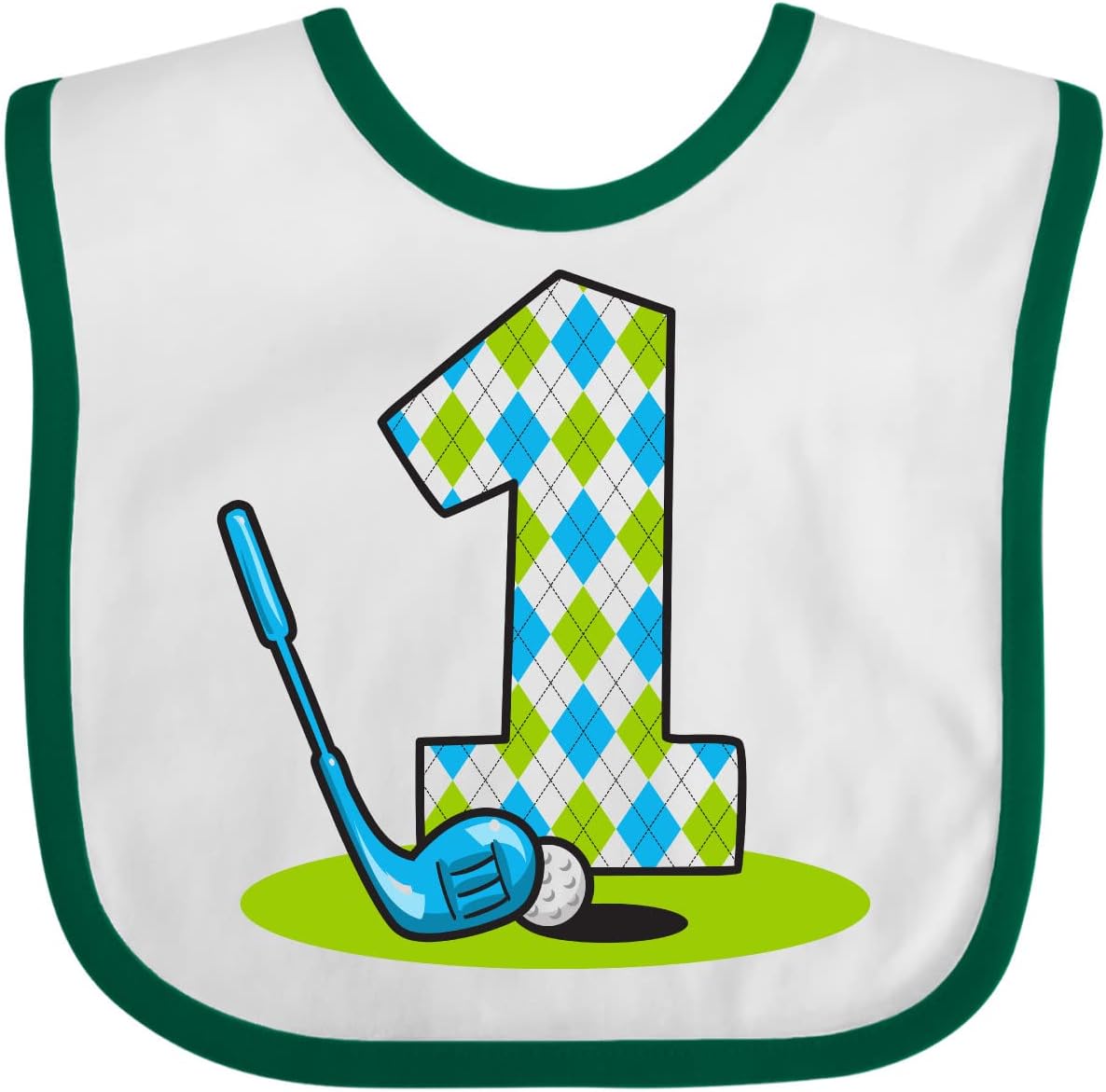 inktastic Argyle Golf 1st Birthday Baby Bib