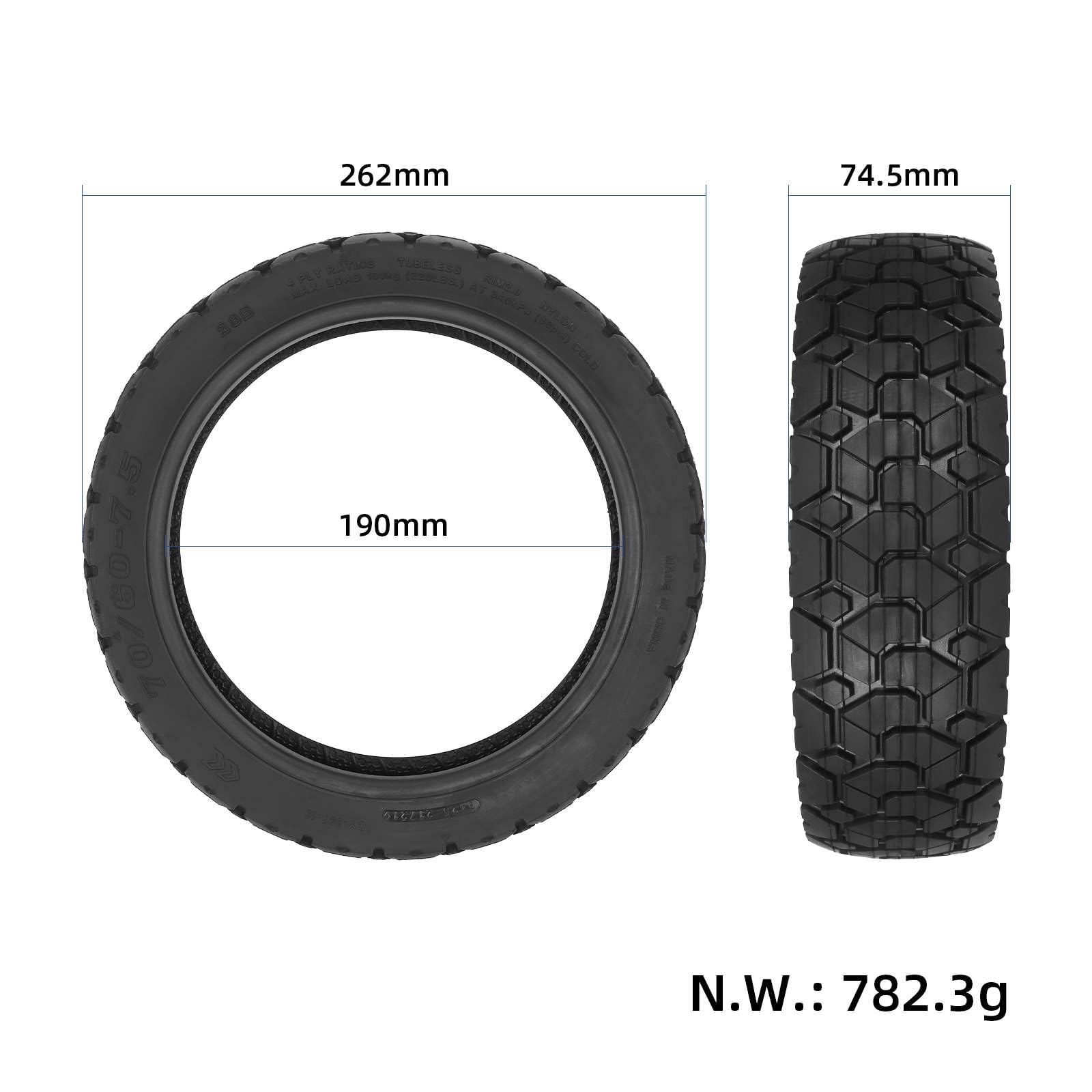 RidTianTek 11 inch 70/60-7.5 Tubeless Tire for Segway Ninebot MAX G3/ZT3/ZT3 Pro Kicscooter Accessories, Hoverboard Heavy Duty Rubber Tire Explosion-proof Rear Front Wheel Replacement, 2 Pack