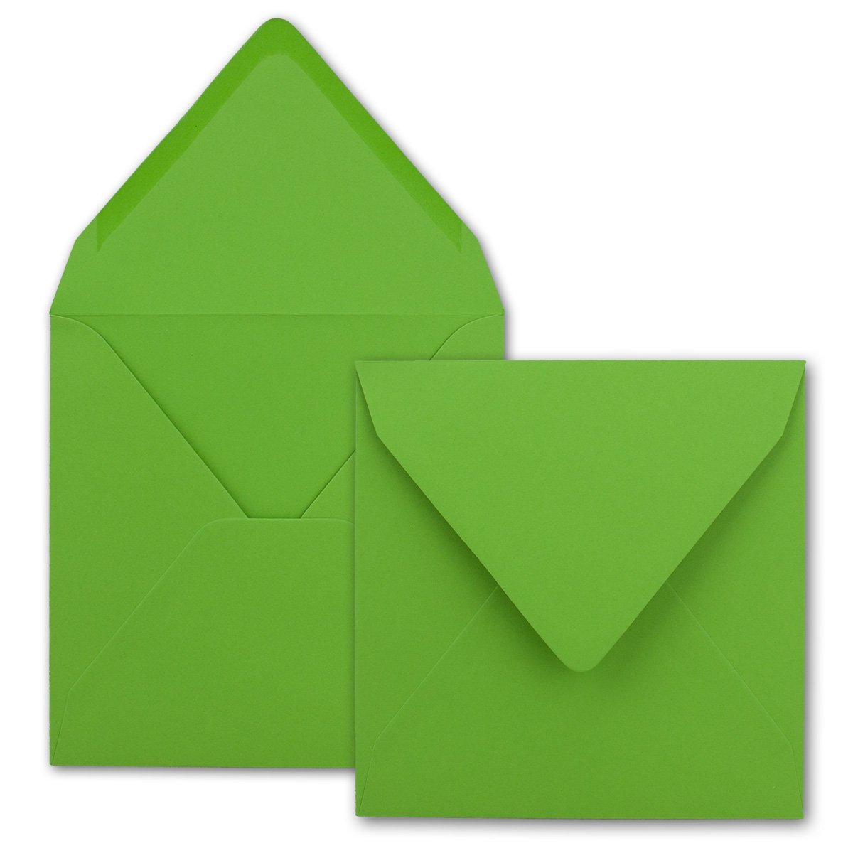 Square envelope/bright green, heavy quality, very strong, 110 g/m², 158 x 158 mm, wet gluing