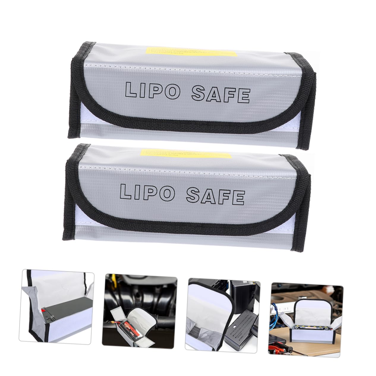 NUOBESTY 3 Set Borsa Antideflagrante Per Batteria Magazzinaggio Porta Della Batteria Cellula Borsa Batteria Ignifuga Sicurezza Silver Tessuto in Fibra Di 2 Pezzi*3