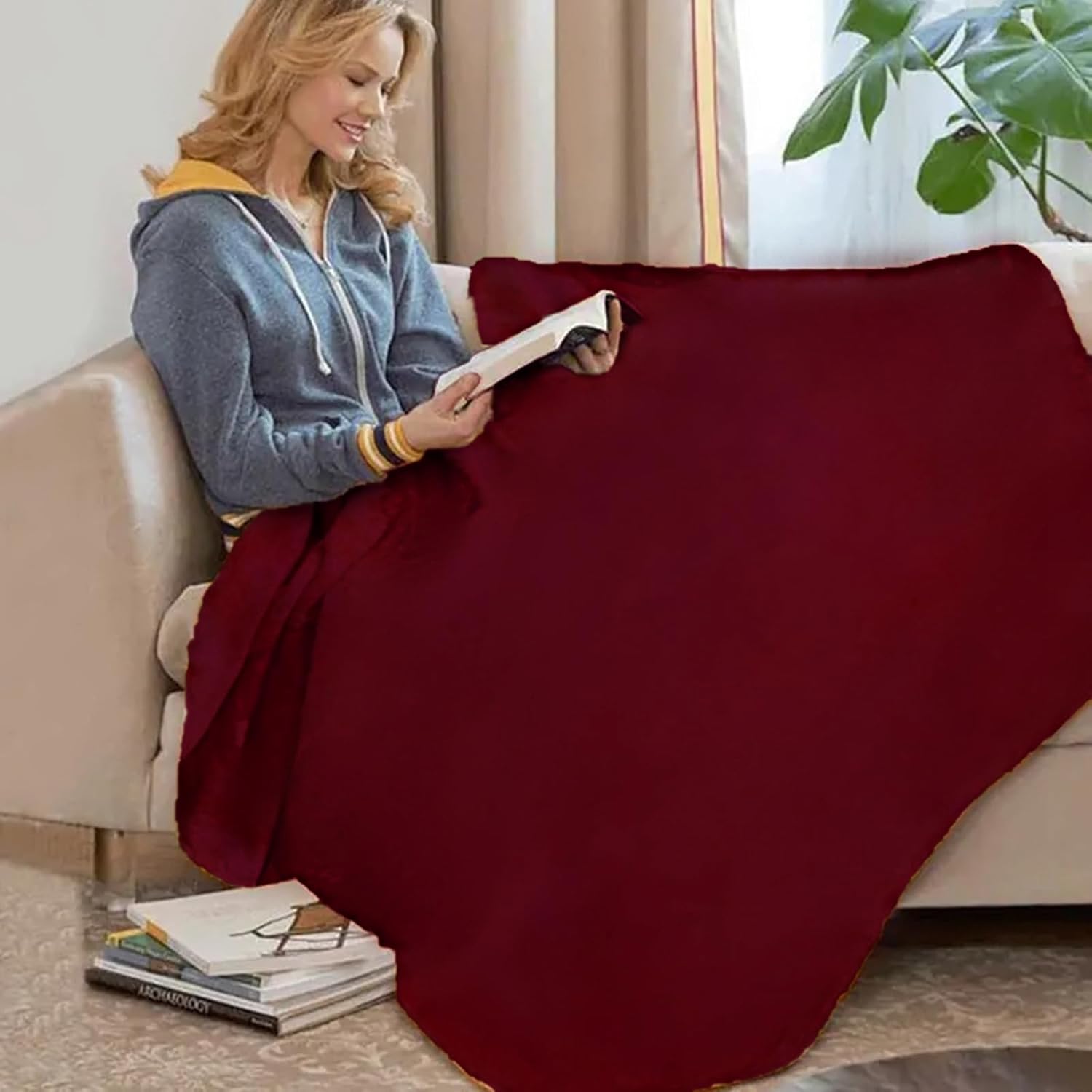 CAI TENG Fleece Throw Blanket 6 Pack Blankets Bulk Soft Lightweight Kid Blanket Cozy Small Blanket 50 x 60 Solid Pet-Friendly Bed Sofa Couch Fleece Fabric Travel Wedding Outdoor Burgundy - Image 7