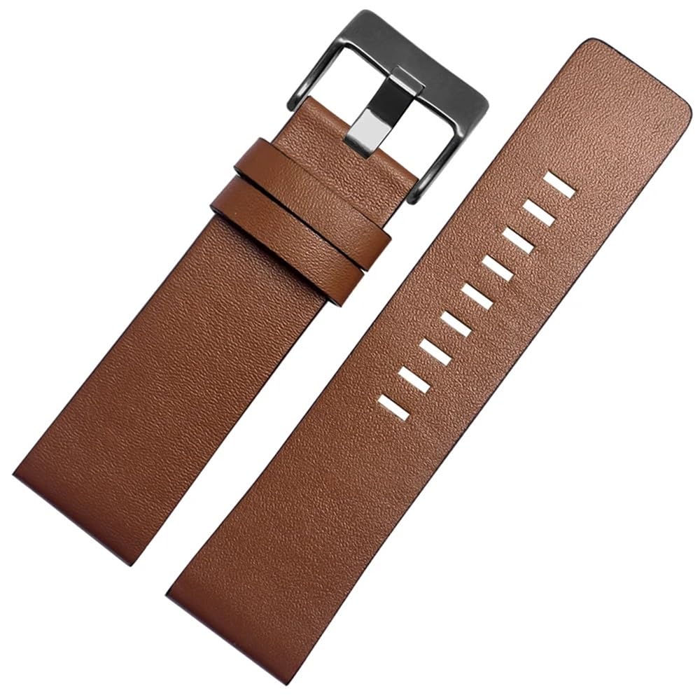 AMAUPCKCA 24mm 26mm 28mm 30mm 32mm Soft Cowhide Strapfor Diesel Watch Dz4323 Dz4318 Dz4329/ Friday Series Large Size Cowhide Strap(Light brown bk,30mm)