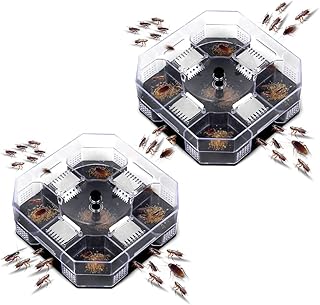 Echden Physical Capture Cockroach Trap, Large Automatic Cockroach Catcher, Non-Toxic Cockroach Trap Box, Reusable Cockroach Pests Trap, Roach Catcher Trap for Indoor Home Kitchen (2 Pack)