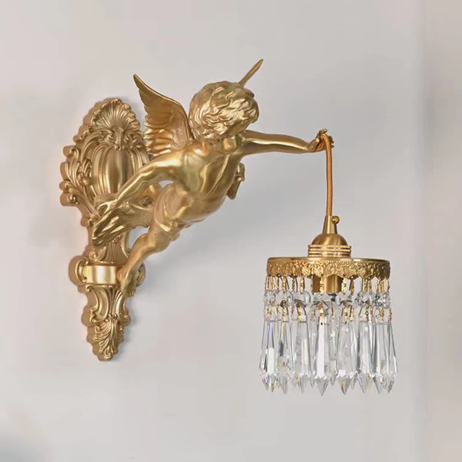 Lampada da parete decorativa a forma di ali, applique in cristallo retrò, lampada di lusso per soggiorno, camera da letto, comodino, scale, bagno, specchio, 120 V, illuminazione interna