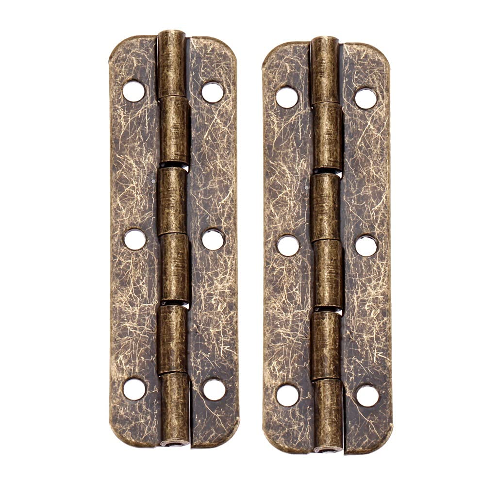 2Pcs Decorative Hinges Door Luggage Cabinet Hinge Vintage Jewelry Wooden Box Furniture Fittings with Screws