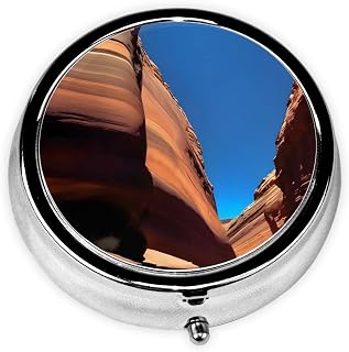 Colorado Landscaperound Pill Box, 3 Compartment Round Pill Box Organizer, ^#Portable Travel Pill Box for Traveling.