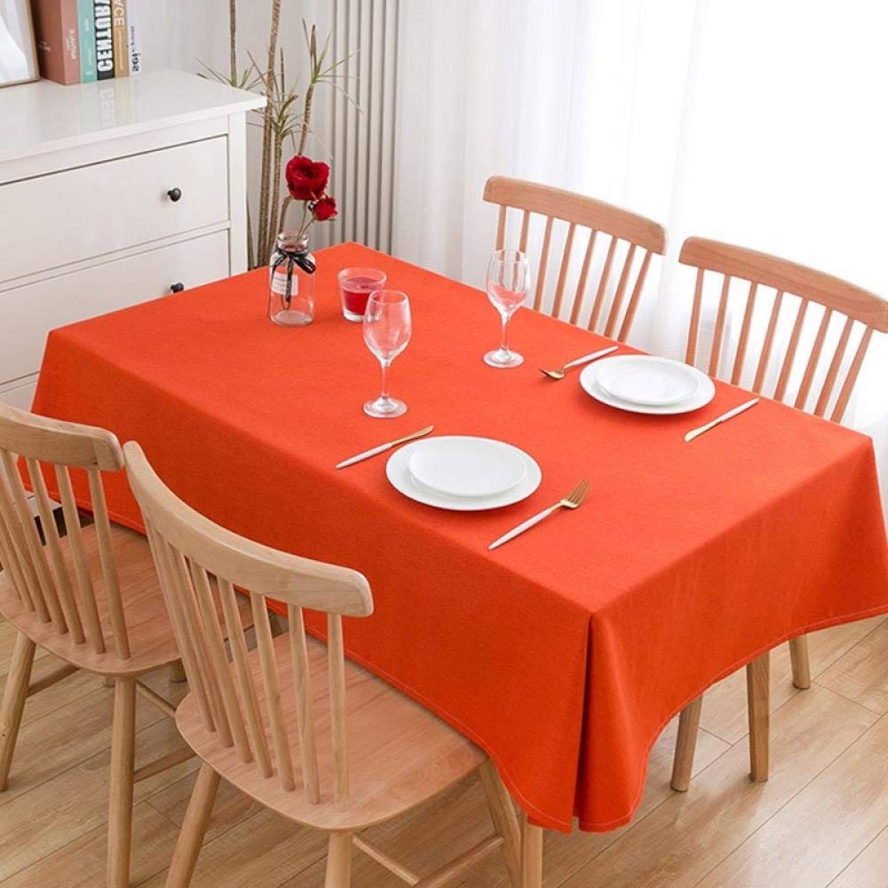 Mantel Antimanchas Rectangular Impermeable Algodón de Color Liso Manteles para Mesas de Tela Rojo Anaranjado 180 × 180cm