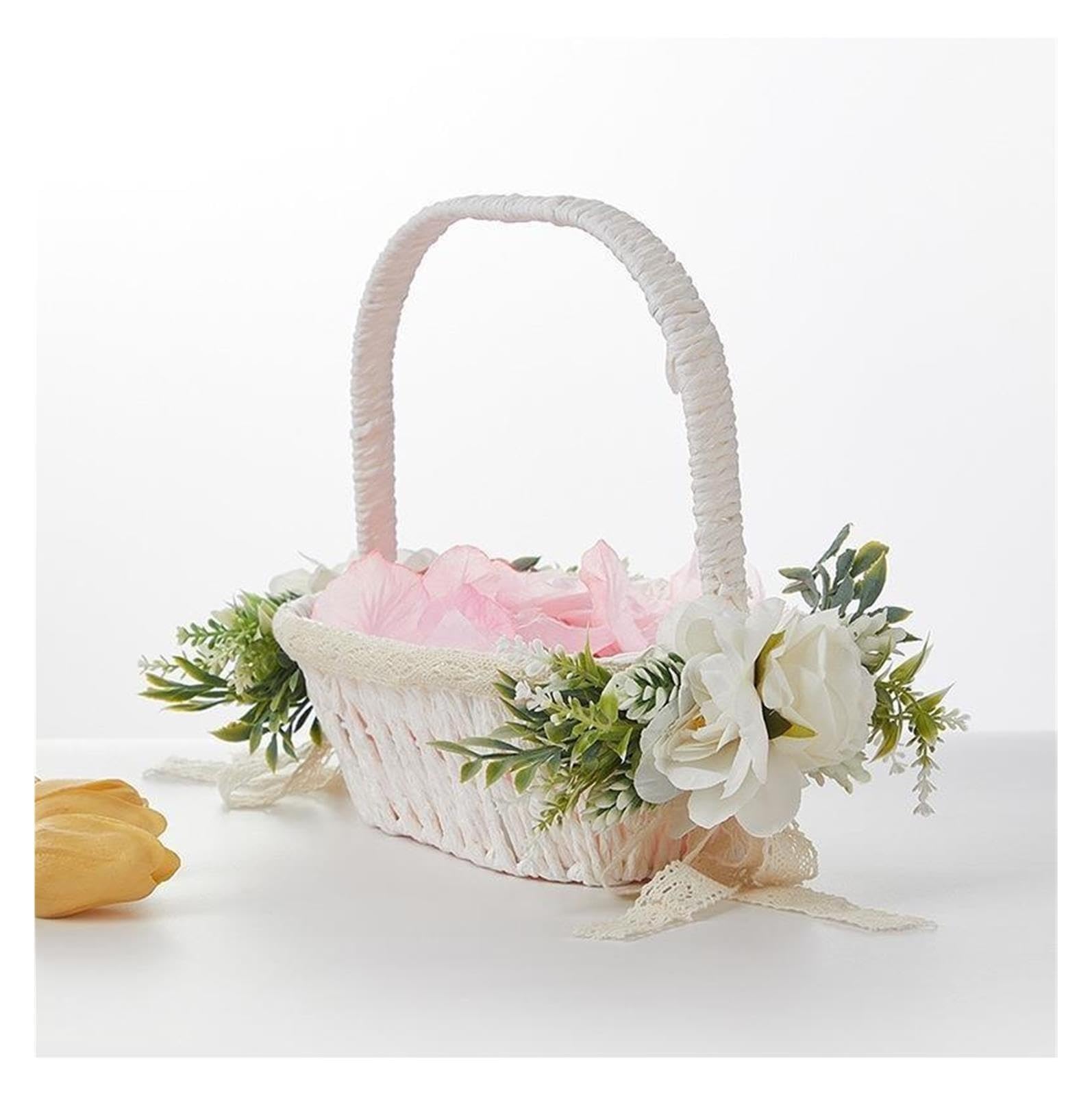 Hochzeitsblütenkorb, Rosen-Hochzeitsblumenkorb im Waldstil