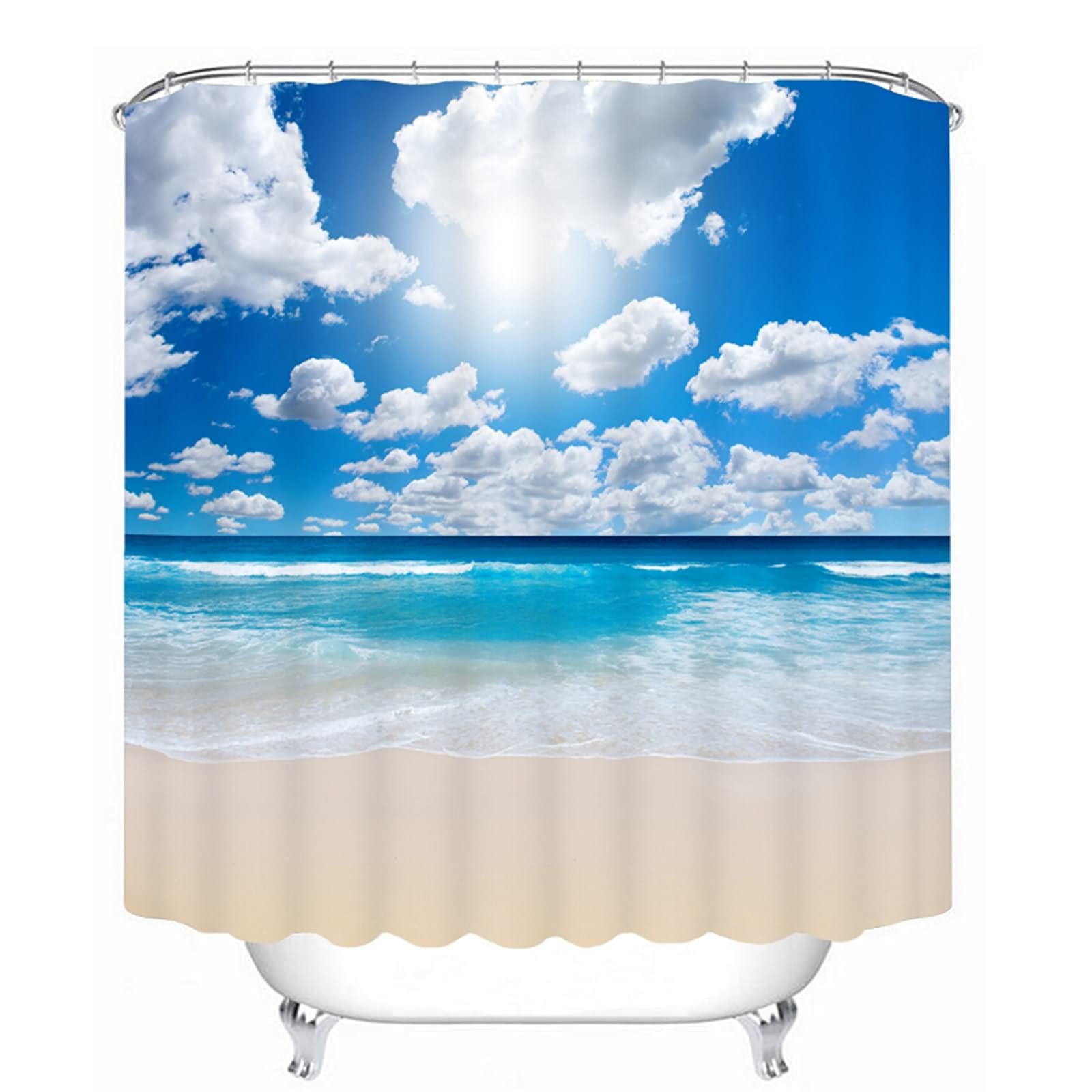 Rideau de douche japonais fini les inondations tissu 120g ciel mer bleu
