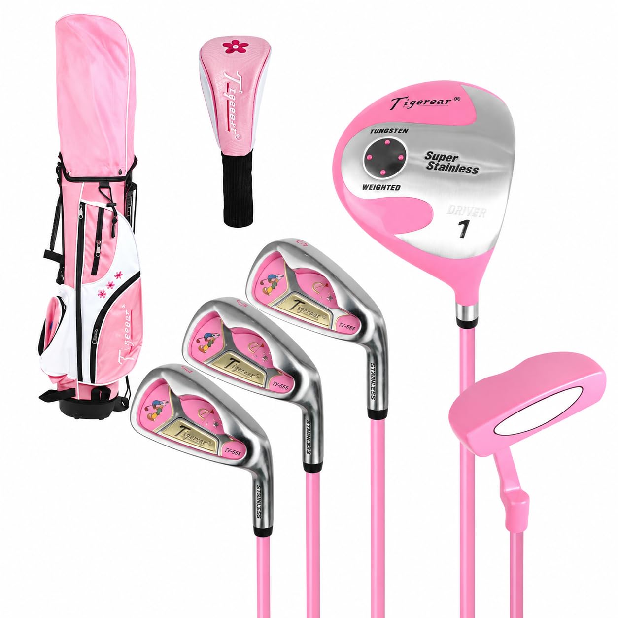 5-teiliges Junior Golfset für Jungen, leichtes Golfschläger-Set mit -Schäften, tragbare Golftasche, perfekt für Anfänger