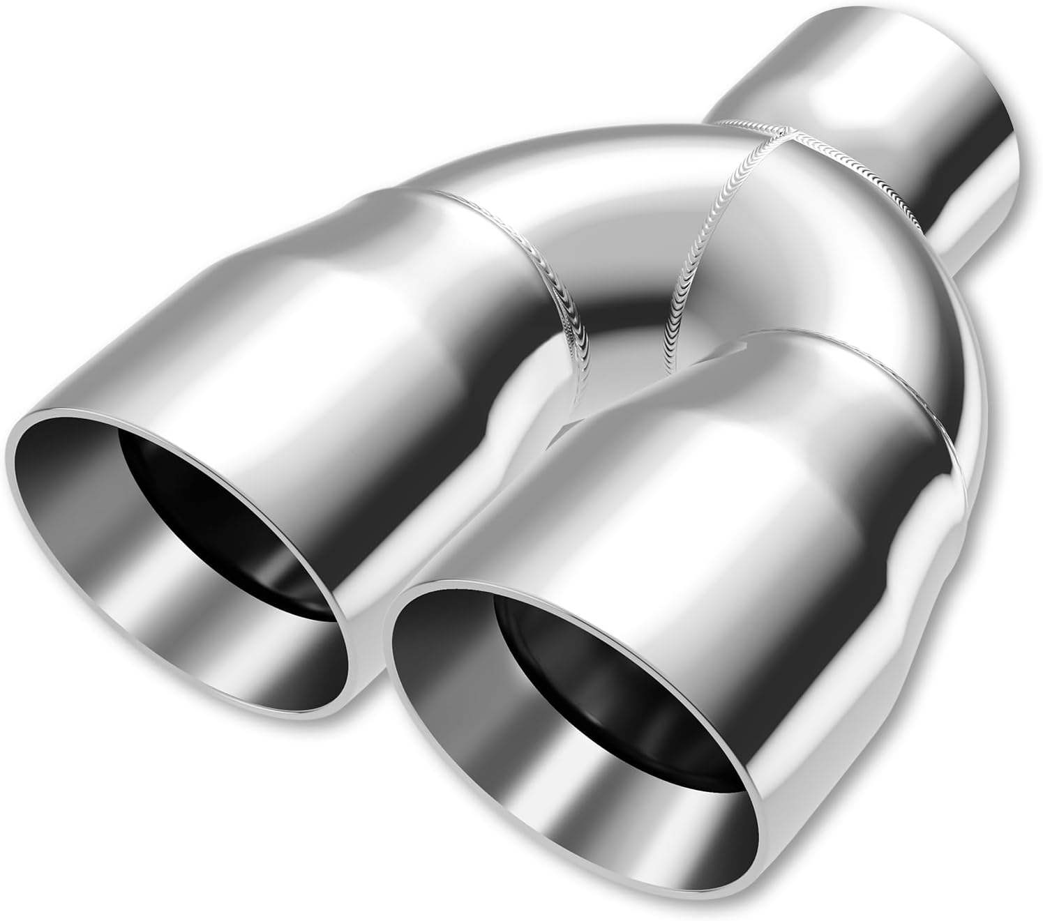 A-KARCK Dual Exhaust Tip 3" Inlet, Polished Stainless Tailpipe Tip 3" Inlet Dual 4" Outlet 9.5" Length, Angle Cut Design, Universal Tailpipe for Car Truck