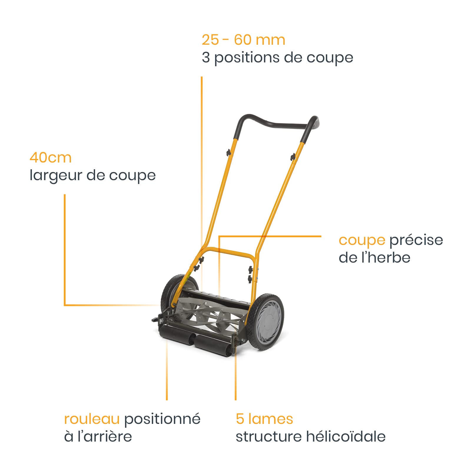 STIGA Tondeuse Hélicoïdale à Poussée SCM 240 R, Largeur de coupe 40 cm, 5 lames, Noir/Jaune/Gris