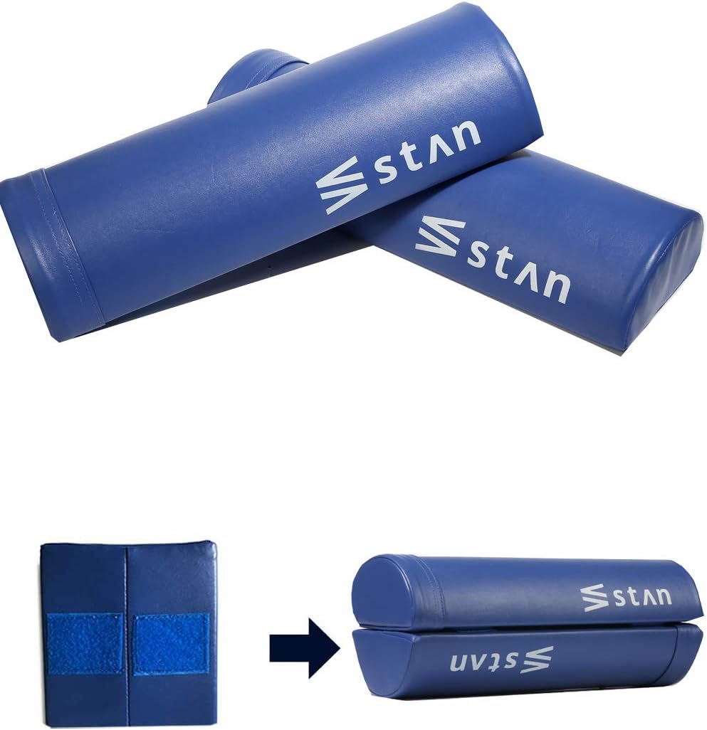 [ＳｔＡｎ] ストレッチ用ポール 半円 2個セット 【1本3役 半円や円柱 ロングポールにもなる】高耐久 合皮PUカバー 肩こり 猫背ケア フォームローラー ハーフ（ブルー）
