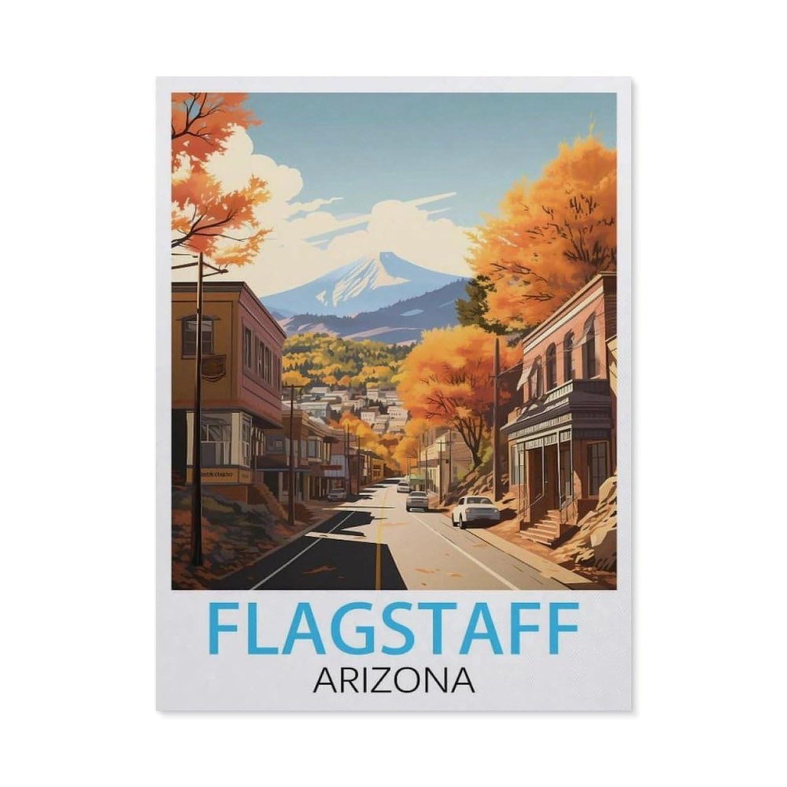 BEAYODKP 5D DIY Full Round Drill Diamond Painting，Flagstaff Arizona Vintage Travel Poster，Embroidery Full Round Diamond Cross Stitch Rhinestone Mosaic Decor Gift（40 x 50 cm/15.74 x 19.68 inches）-BY23