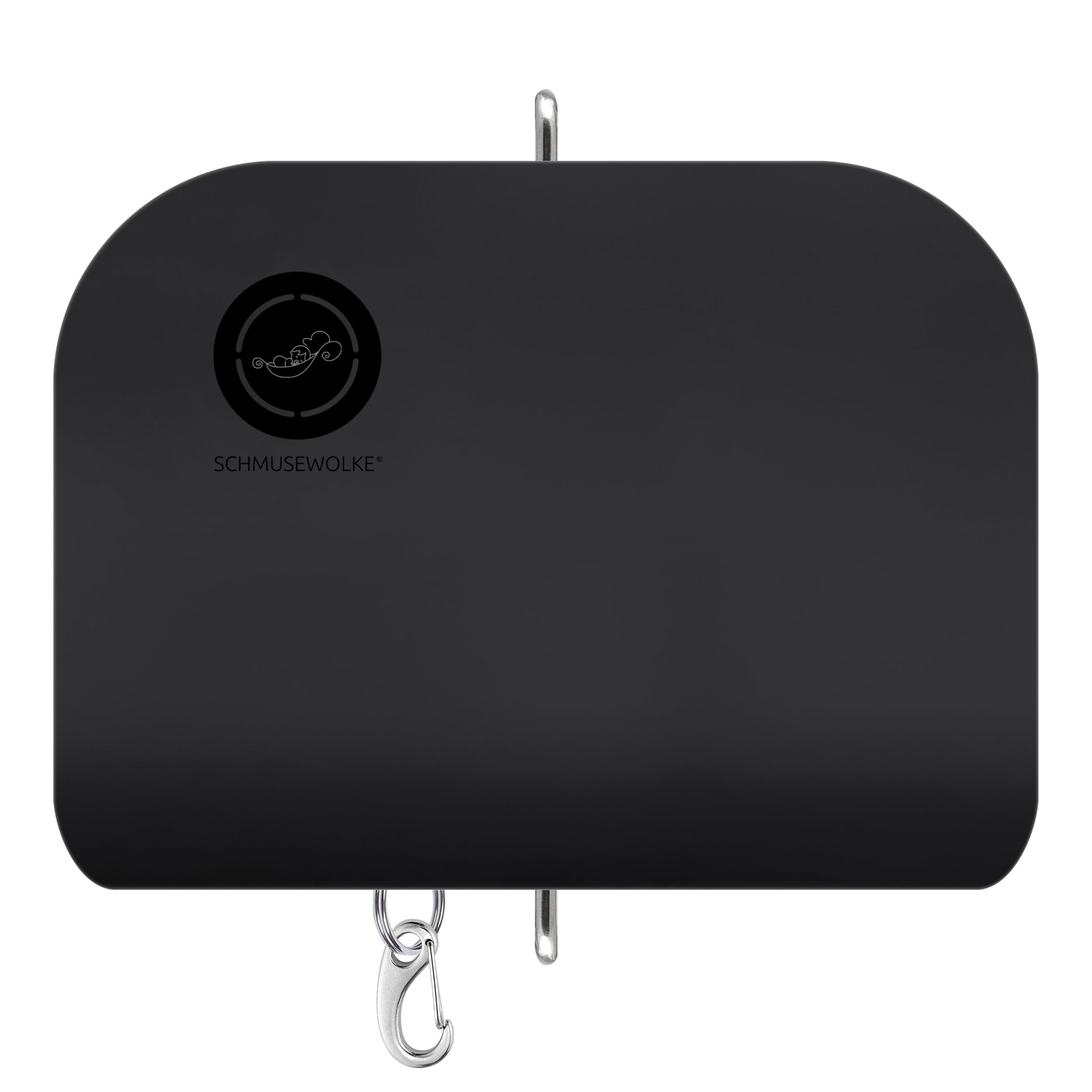 SCHMUSEWOLKE Federwiege Bio mit Tipi Anthrazit und Anthrazit Motor - für Babys ab Geburt bis 15 kg - Federwiegen-Set mit Gestell und Motor - mit Schafwollmatratze