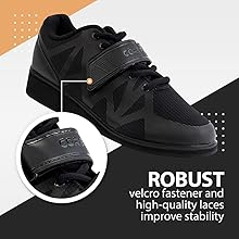Zapatillas Halterofilia - Calzado Deportivo para Gym Fitness Powerlifting con Tira - Color Negro3