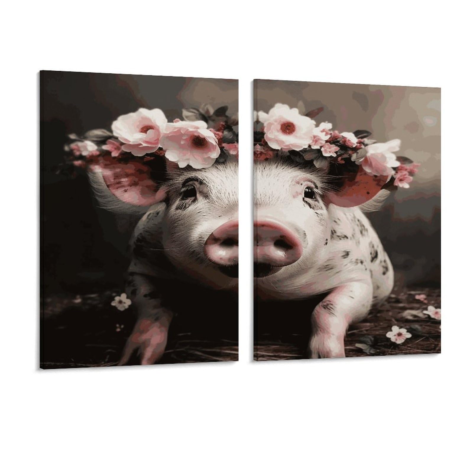 Adfgyerh Style Smiling (14) Wall Art，Canvas Material Bright /Wall Decor Of 2, Each 16X12 Inch -Wall Art Set For Living Room Bedroom Gallery Office Home Décor