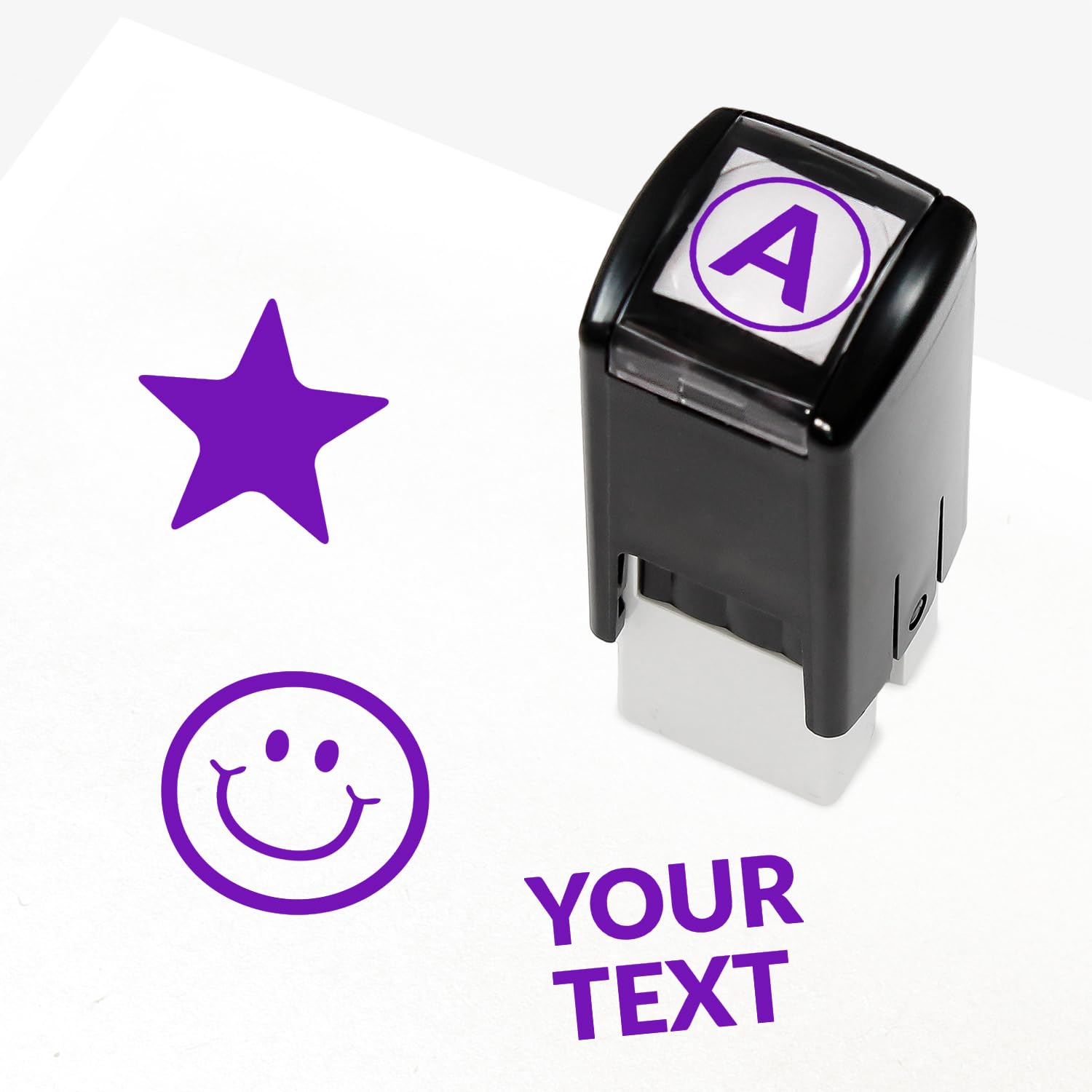 1 Personalised Customised Stamper Stamp Loyalty Packaging Impression for School Small Business Club 10MM Primary Teaching Services (Black) (Purple)