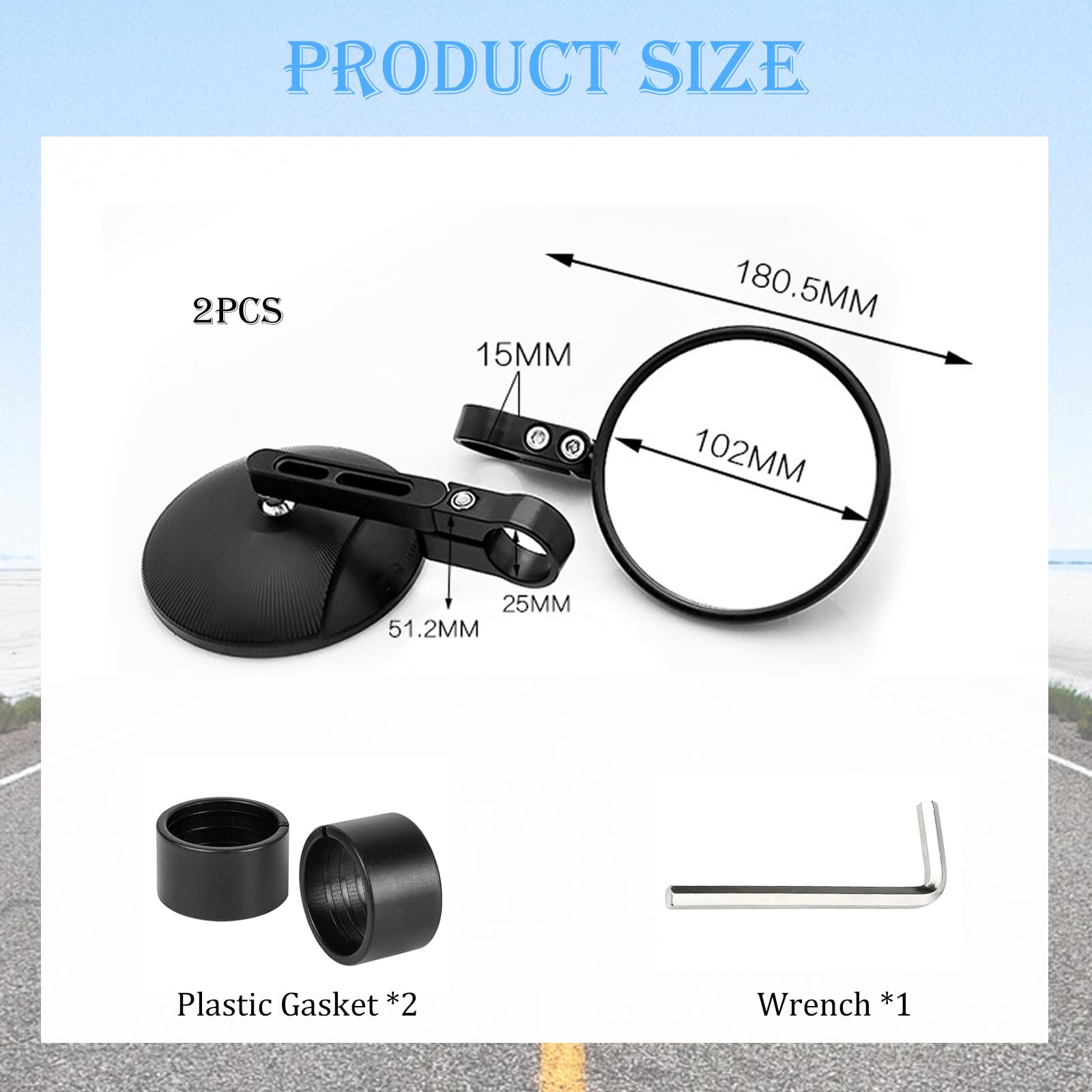 Fleymu Specchietti Moto Manubrio Round E24 Omologati, Compatibili con Manubri 22mm/25.4mm, 2 Pezzi Specchietti Pieghevoli e Ruotabili Universali per Scooter 50/Moto/Cruiser