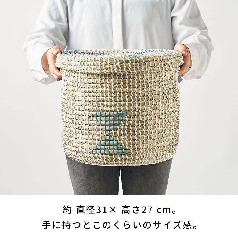 Amazon.co.jp: Asia-kobo by ELEMENTS バスケット ふた付き 持ち手付き