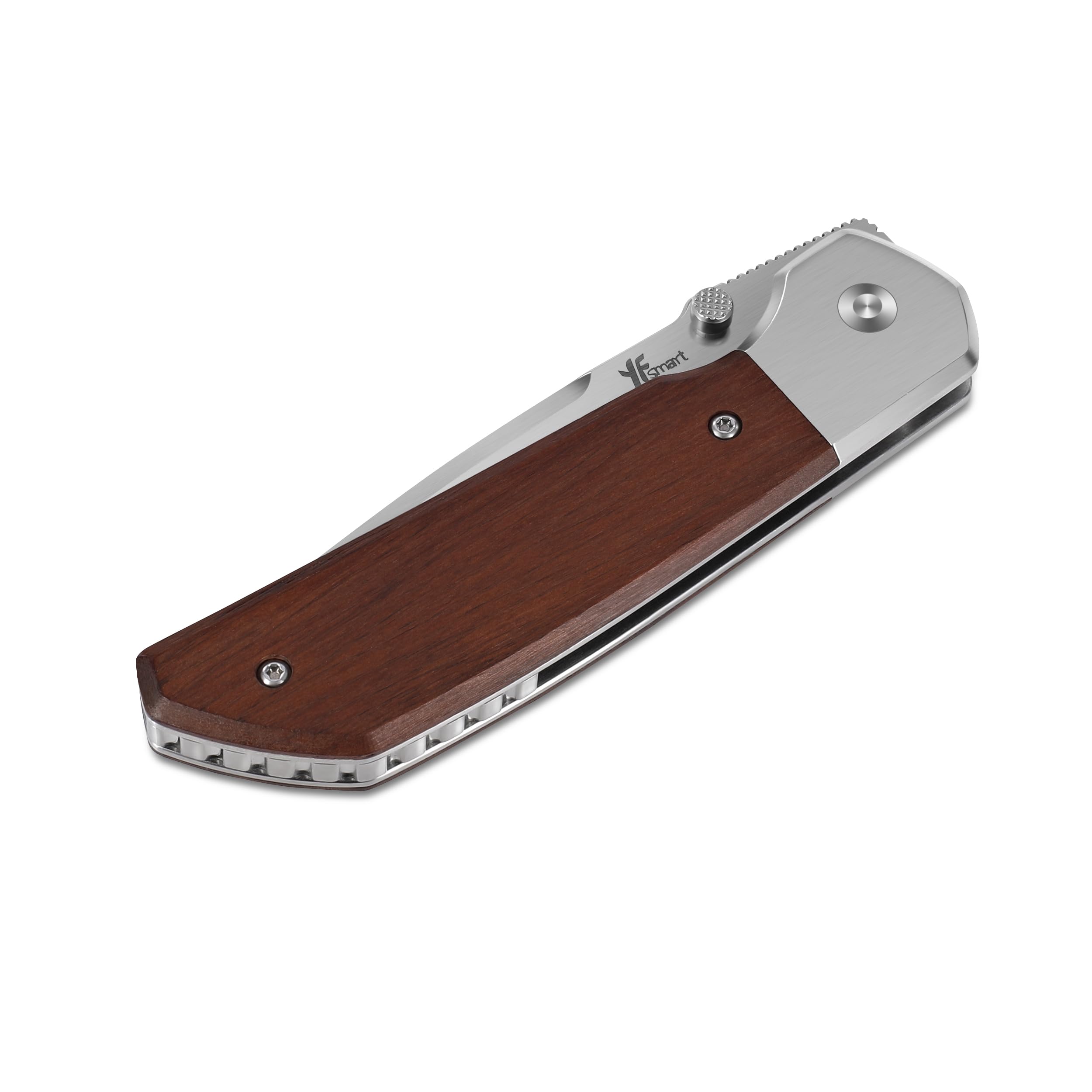 Front-Flipper-Klappmesser, Herrenmesser, D2-Klinge mit hochwertigem Holzgriff und tiefem Taschenclip, Camping-Jagd-Taschenmesser, EDC-Messer-Gentlemen-Folder mit (Groß)