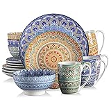 PERFECTO PARA EL USO DIARIO: Incluye 4 de cada -26cm plato de cena, plato de postre de 21cm, tazón de cereal de 15cm, 650ml. Taza de 8cm 380ml, este diseño está hecho de alta calidad Material de porcelana duradero para todas las ocasiones y uso diario. Uso recomendado: aperitivos, formal o informal, cereales, postres, pasta, cafe, jugo, guarniciones ect.