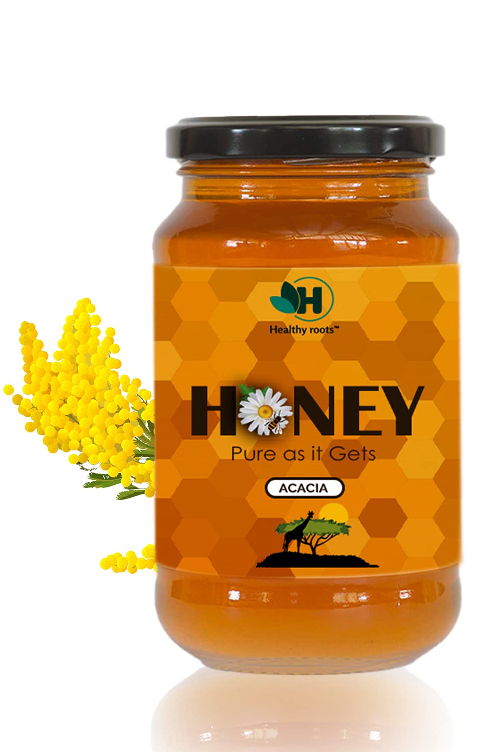 Healthy roots Acacia Honey 1Kg- Organic Honey Raw Unprocessed (Pure Honey 100% Natural No Added Sugar) (1 Kg)