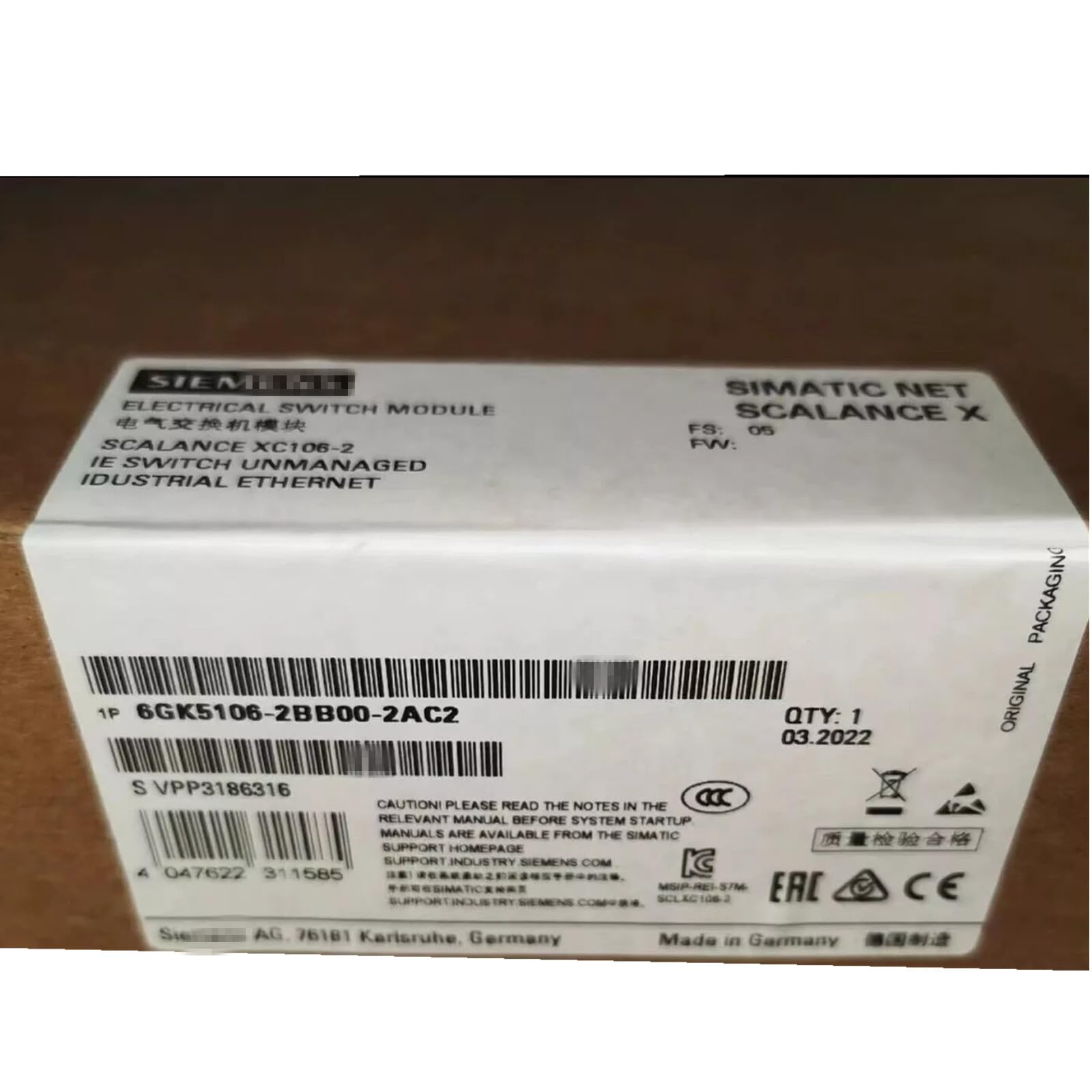 Tsnwinme High-Speed Communication Module 6GK5106-2BB00-2AC2, 6GK5106-2BB00-2AC2 Communication Module for Enhanced Connectivity
