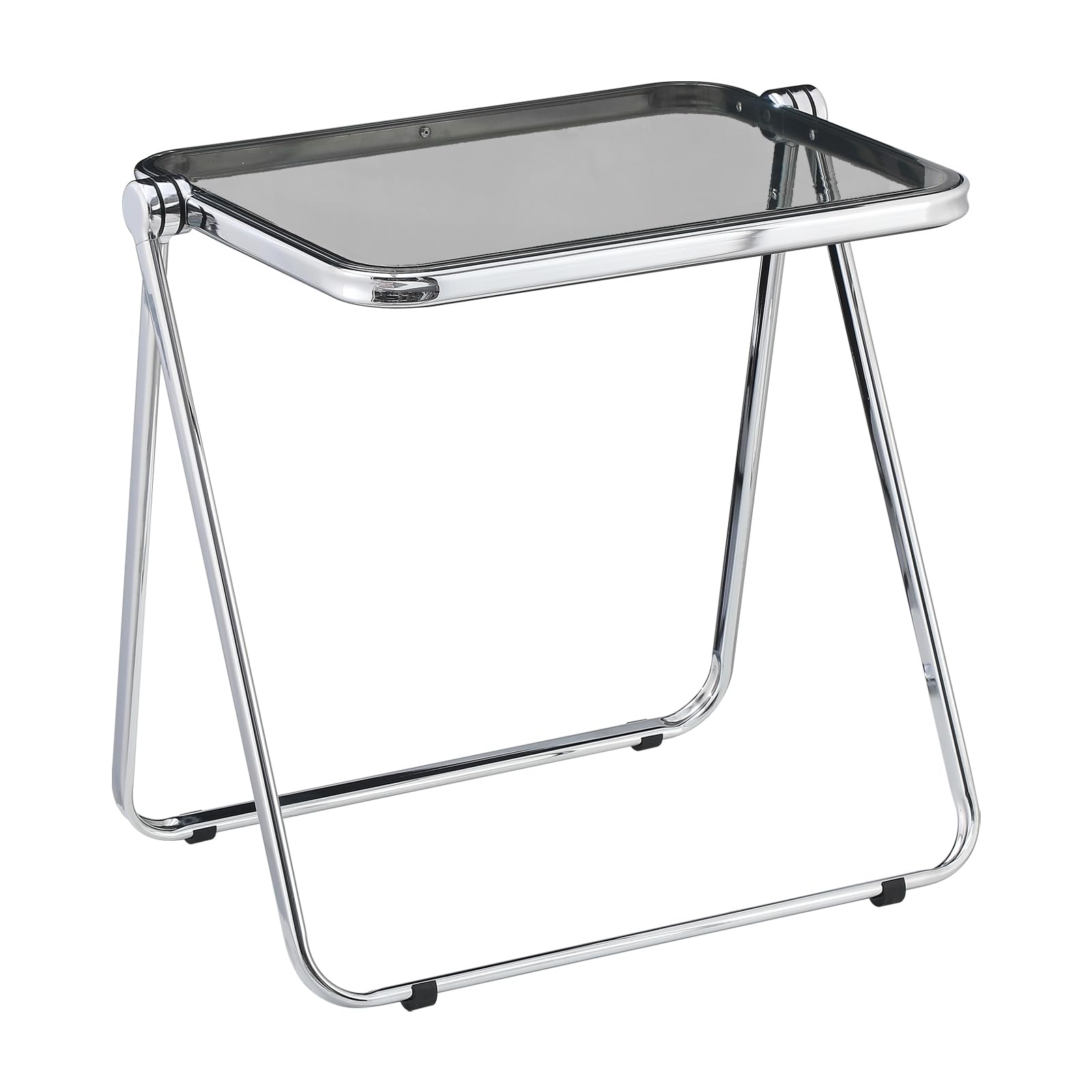 KAIHAOWIN Folding TV Tray Table- Clear Acrylic Foldable Table No Assembly Required Tiny Desk for Home Office Side Table Small Computer Desk for Small Spaces-Gray