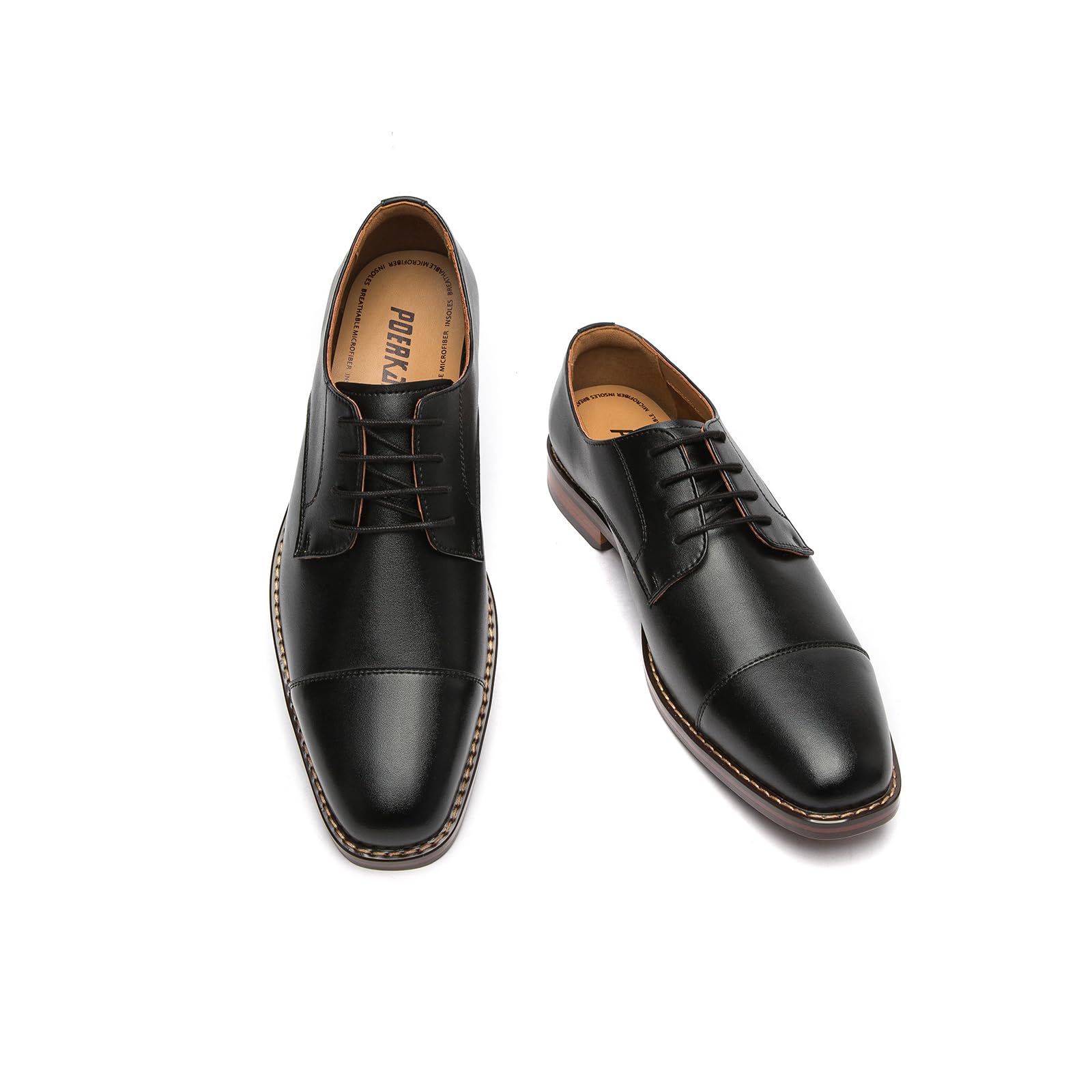 Poerkan Herren Business Schnürschuhe, Hohe Qualität Klassische Oxfords, Komfortable Vielzweckige Schuhe, Schwarz & Braun